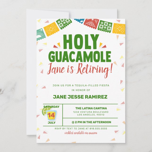 Holy Guacamole Retirement Fiesta Invitation (Front)