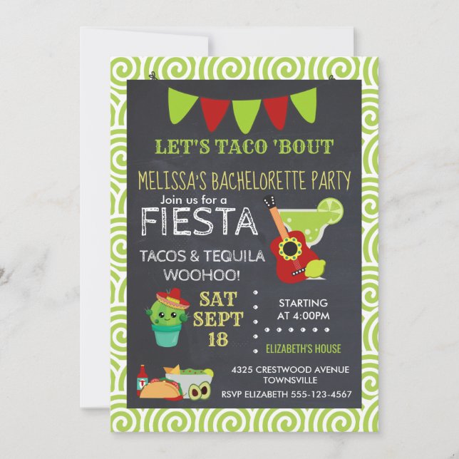 Holy Guacamole Tacos & Tequila Bachelorette Invitation (Front)