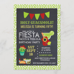 Holy Guacamole Tacos & Tequila Birthday Party Invi Invitation