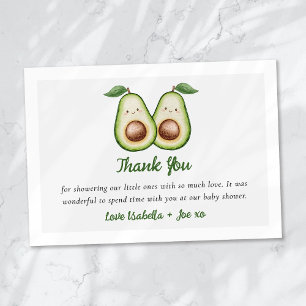 Holy Guacamole Twins Cute Baby Shower Thank You Card