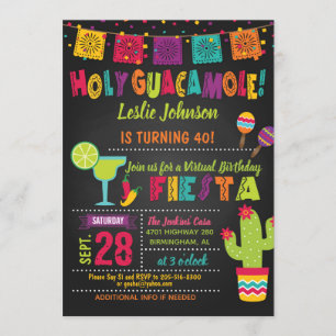 Holy Guacamole Virtual Birthday Fiesta Invitation