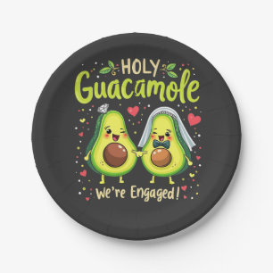Holy Guacamole We're Engaged Couples Bride Paper Plate