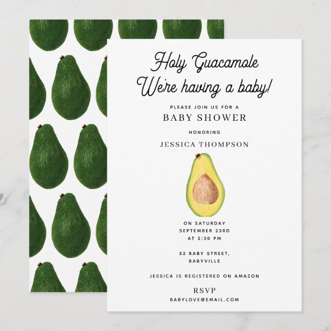 Holy Guacamole We're Having A Baby Shower Invitation (Front/Back)