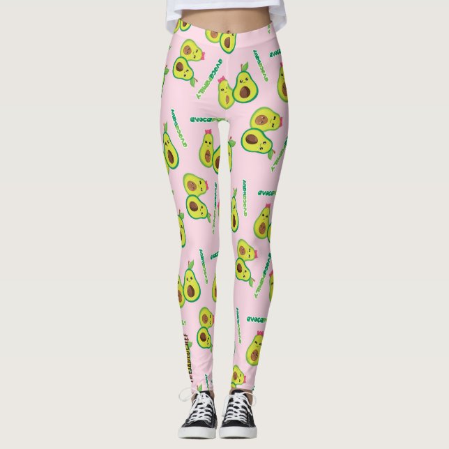Holy Guacamole: Whimsical Avocado Lover Leggings (Front)