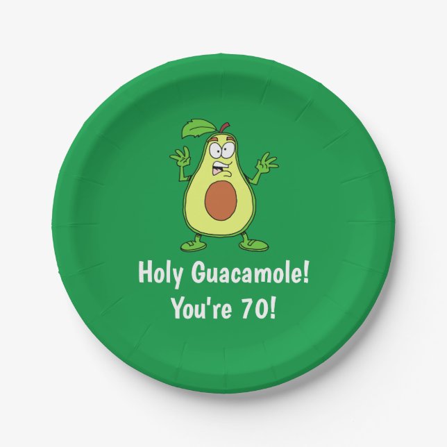 Holy Guacamole You're 70 Avocado Paper Plate (Front)