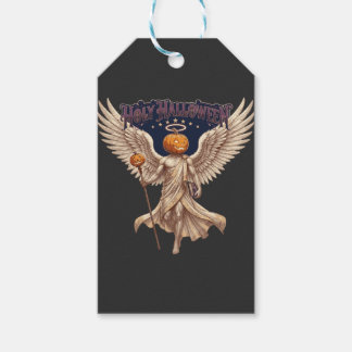 Holy Halloween Angel Pumpkin Gothic Vintage Illust Gift Tags