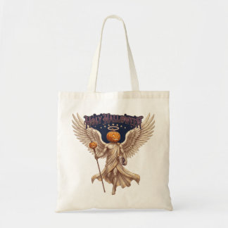 Holy Halloween Angel Pumpkin Gothic Vintage Illust Tote Bag