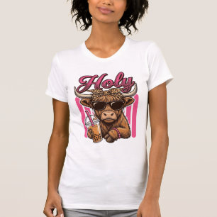 Holy Highland Cow Vintage Boba Tea Shirt Design_1