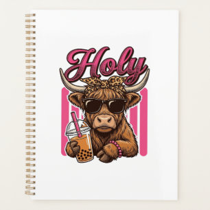 Holy Highland Cow Vintage Boba Tea Shirt Design_1 Planner