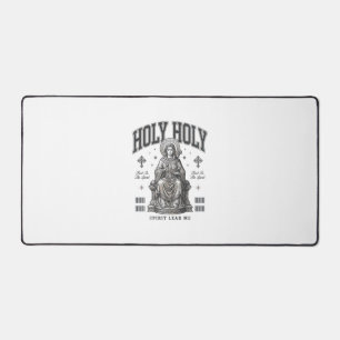 Holy Holy Vintage Engraving Religious Shirt Design Desk Mat