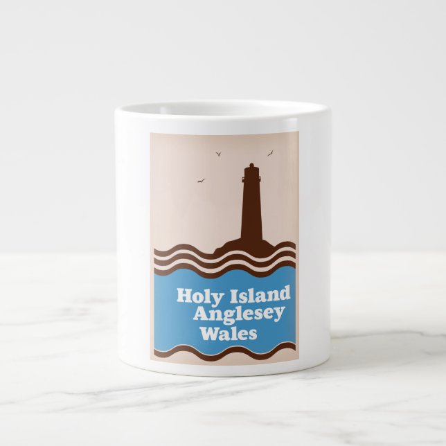 Holy Island, Anglesey, Wales travel poster Large Coffee Mug (Front)