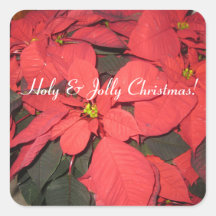 Holy & Jolly Christmas, Poinsettia, Sticker