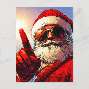 Holy Jolly Santa Divine Glow Holiday Postcard