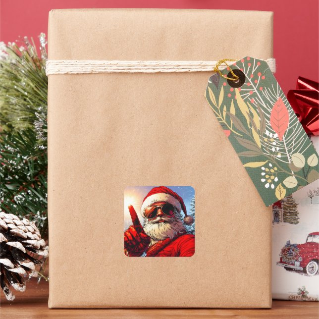 Holy Jolly Santa Divine Glow Square Sticker (Holiday)