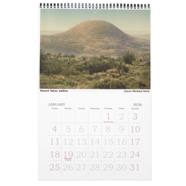 Holy Land Calendar with Sacred Sites (Jan 2026)
