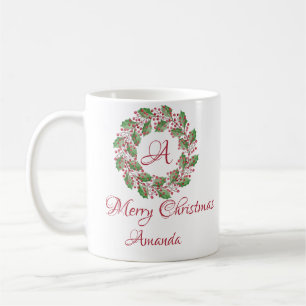Holy leaves and cherry christmas coffee mug