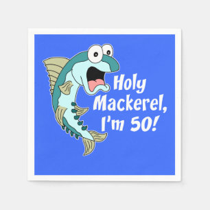 Holy Mackerel I'm 50 Blue 50th Party Napkins