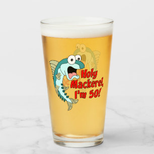 Holy Mackerel I'm 50 Funny Fishing Glass