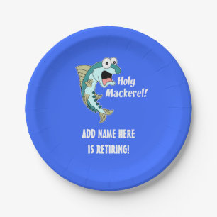 Holy Mackerel Personalised Retirement Party Paper Plate