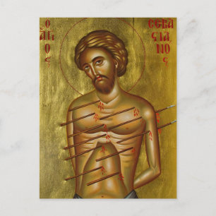 Holy Martyr St. Sebastian Orthodox Christian Icon  Postcard
