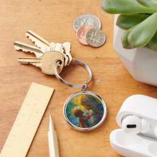 Holy Mary and Jesus Expressionism Key Ring