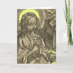 Holy Mother and Child, A Vintage Christmas Card. Holiday Card