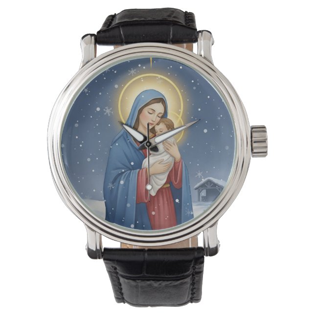 Holy Mother Mary and Baby Jesus Wrist Watch (Front)