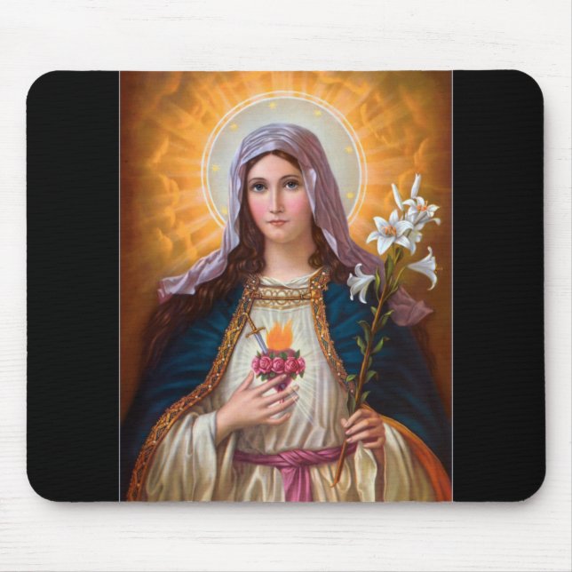 Holy mother Mary Immaculate Heart,Catholic faith Mouse Mat (Front)