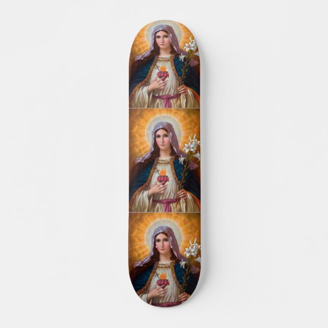 Holy mother Mary Immaculate Heart,Catholic faith, Skateboard (Front)