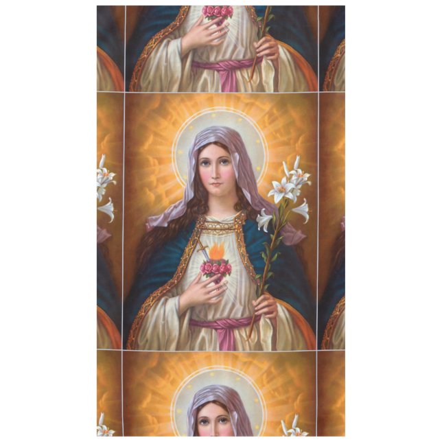 Holy mother Mary Immaculate Heart,Catholic faith, Tablecloth (Front)