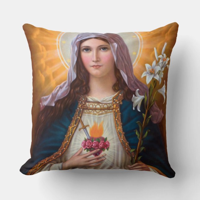 Holy Mother Mary Immaculate heart,St Mary,Catholic Cushion (Front)
