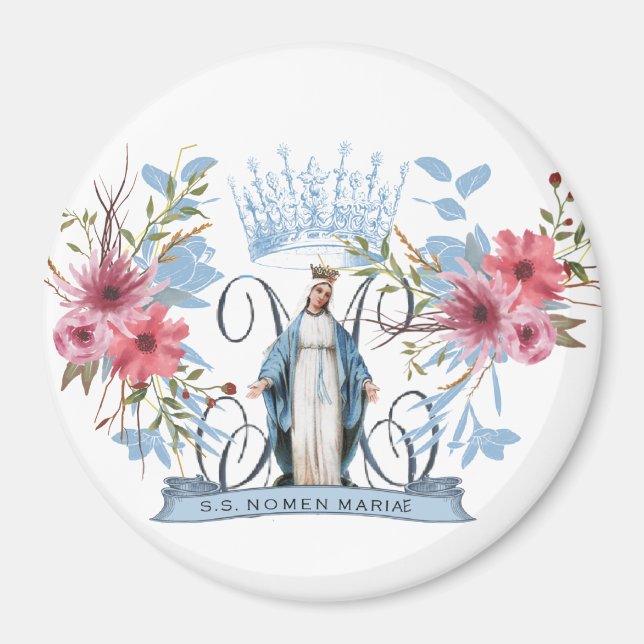 Holy Name of Mary Religious Virgin Mother Floral   Magnet (Front)