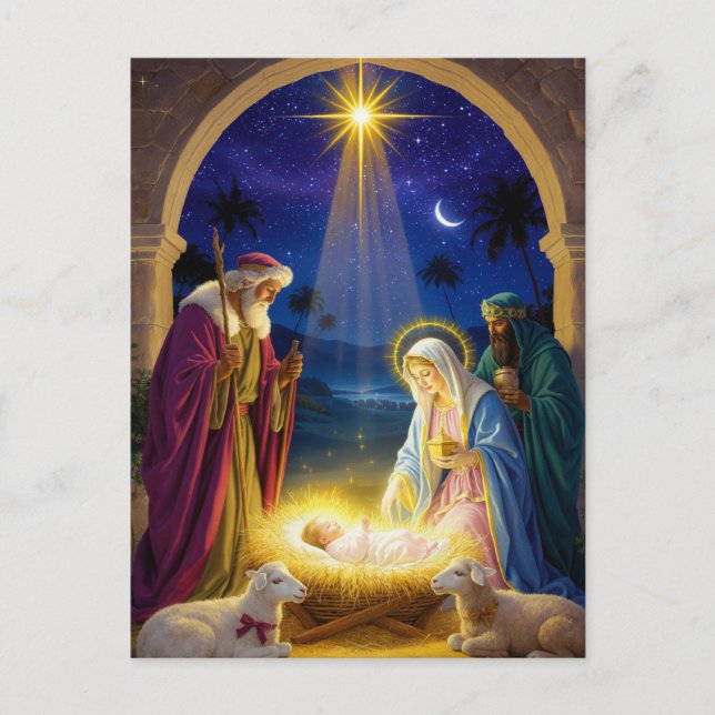 Holy Nativity Christmas Holiday Postcard (Front)