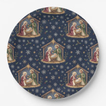 Holy Nativity Navy Blue Christmas Star & Snowflake