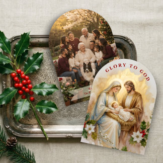 Holy Nativity Religious Arch Gold Photo TMF2 Holiday Card
