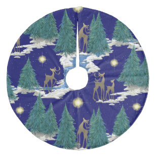 Holy Night Deer Christmas Fleece Tree Skirt