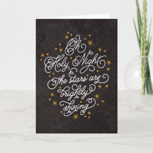 Holy Night Elegant Script Personalised Christmas Holiday Card