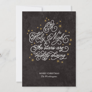 Holy Night Elegant Script Religious Greeting Card