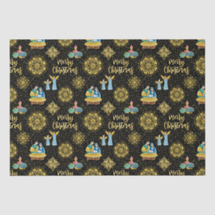 Holy Night Nativity Mary Joseph Jesus Golden Stars Tissue Paper