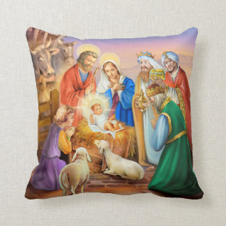 Holy night nativity scene cushion