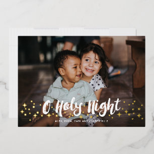 Holy Night Religious Christmas Foil Holiday Card