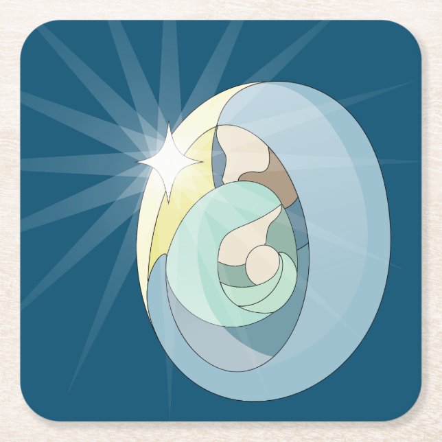 Holy Night Square Paper Coaster (Front)