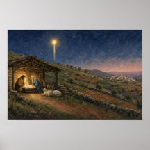 Holy Night Stable Nativity Poster