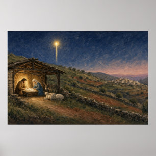 Holy Night Stable Nativity Poster