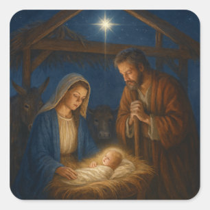 Holy Night: The Nativity of Christ Square Sticker
