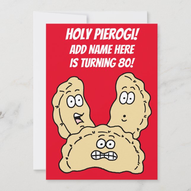 Holy Pierogi Turning 80 Polish Invitation (Front)