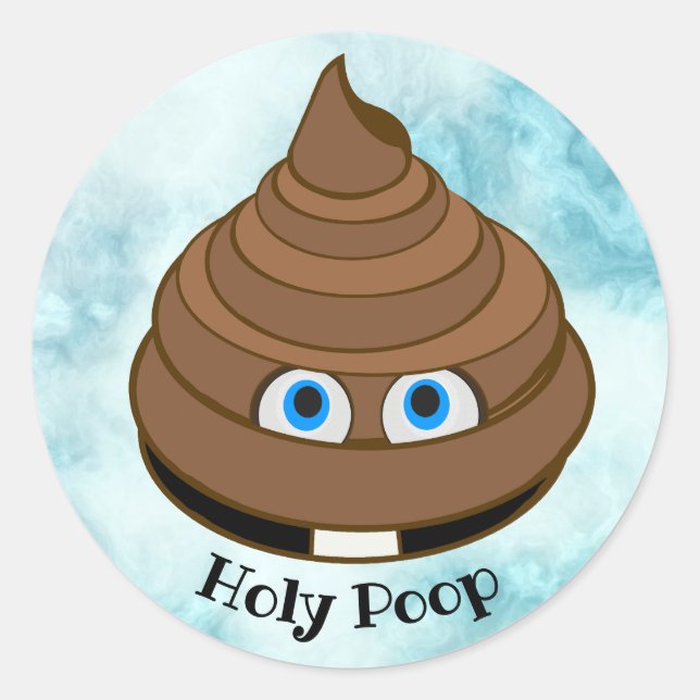 Holy Poop Emoji Classic Round Sticker (Front)