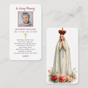 Holy Prayer Card Our Lady of Fatima Blessed Mother