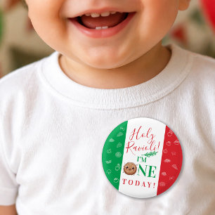 Holy Ravioli I'm 1 Today Meatball Birthday Party  3 Cm Round Badge
