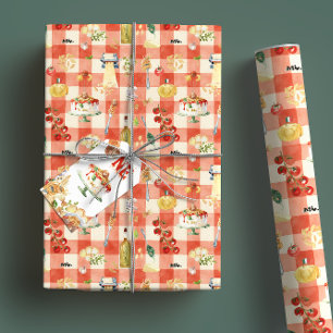 Holy Ravioli Pasta Party   Italian Gingham Wrapping Paper